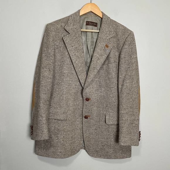Lanvin Other - Vintage Lanvin Paris Luxury 100% Pure Scottish Wool Tweed Blazer Leather Accent